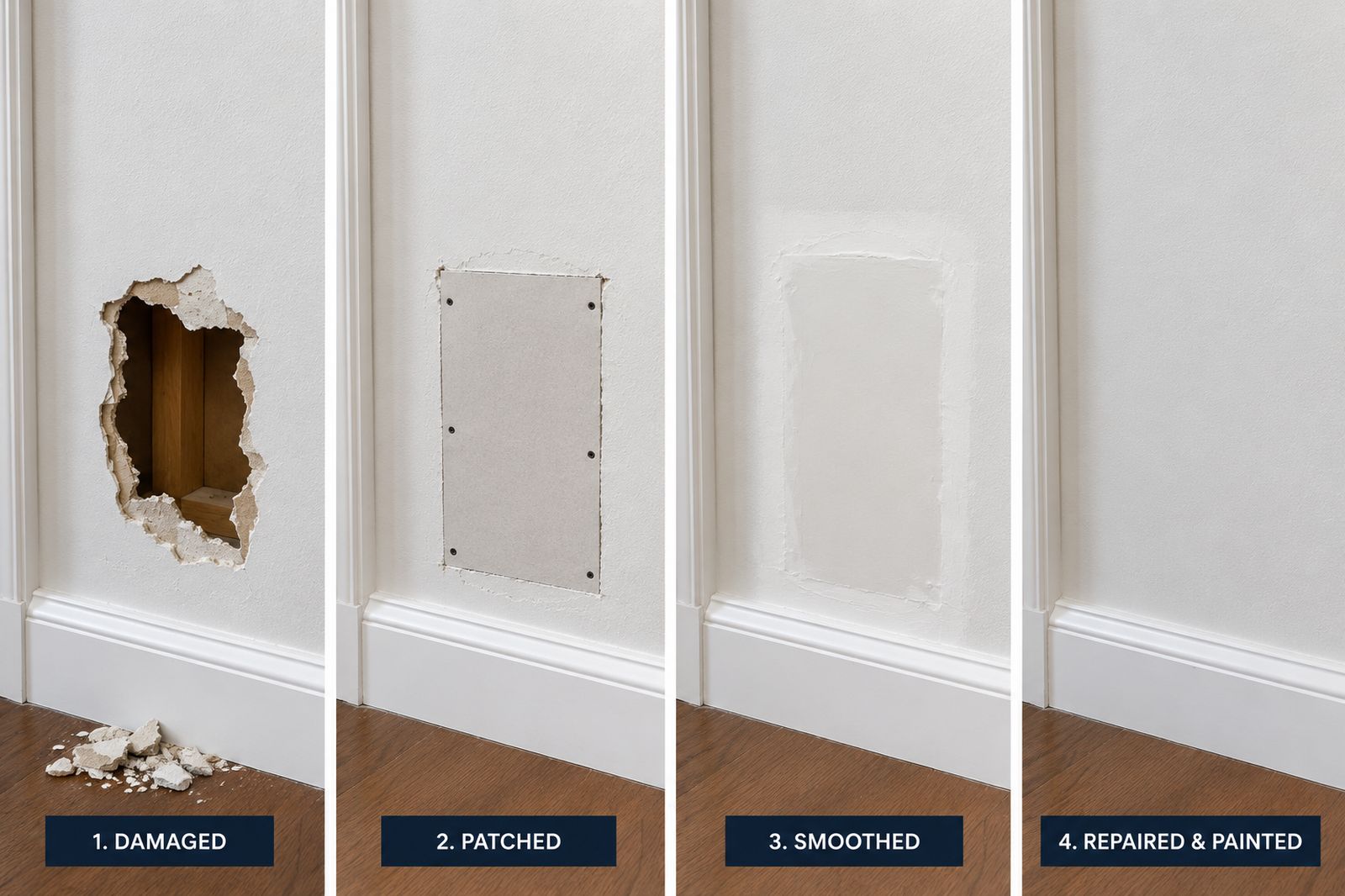 Drywall repair — damaged to painted