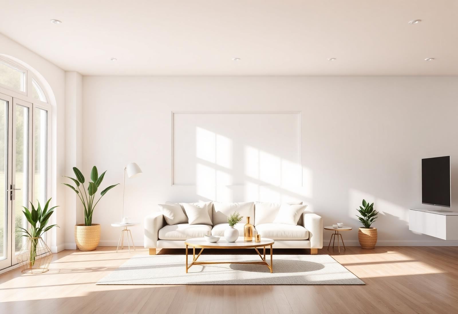 Bright living room after fresh interior painting